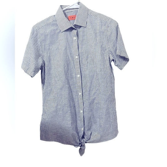 KLOTH STRIPPED GREYISH BLUE AND WHITE BLOUSE - Picture 5 of 7